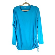 Lands End Long Sleeve Adjustable Cover-Up Swim Tunic Rash Guard Turquoise Blue L - £26.92 GBP