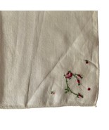 Handkerchief White Hankie Floral Flowers Embroidered 11x10.75” - £8.36 GBP