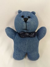 Baby Gap Denim Rattle Bear Plush 6.5 Inch Stuffed Animal Toy - £10.00 GBP