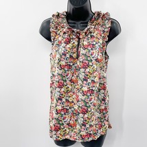 J. Crew Womens Floral Sleeveless Shirt Blouse Ruffled V Neck Blouse Size 0 - $378.33 MXN
