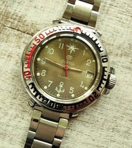 Vintage serviced Vostok  17J Soviet Naval Commander Anchor green dial wristwatch - £90.79 GBP
