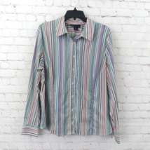 Attention Shirt Womens XXL Plus Size Multi Stripe Long Sleeve Button Up ... - £19.98 GBP