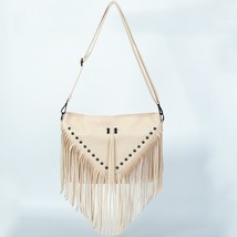 Trendy Tassel Designer Shoulder Bags Rivet Women Messenger Bag Small Square Bag  - £32.44 GBP