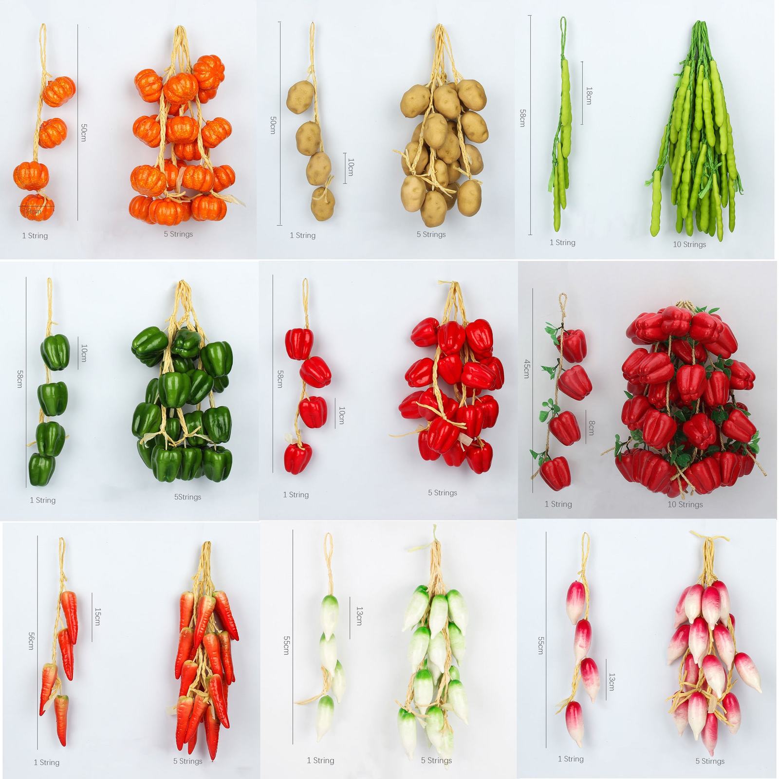 Artificial vegetable string fruit string, corn, pepper, garlic,wall hang... - $4.99