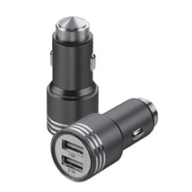 Dual USB Black Car Charger Adapter With Emergency Safety Hammer Window Breaker - £8.67 GBP