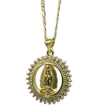 Virgin Mary Virgen de Guadalupe Necklace Gold Crystal  Catholic Jewelry Women - £11.64 GBP