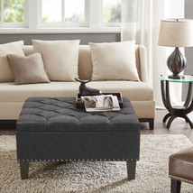 Tufted Square Cocktail Ottoman Polyester - Charcoal - £368.05 GBP