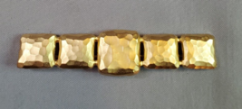 Vintage Monet Gold Tone Hammered Brushed Gold Bar Pin Abstract 3-3/8in S... - £14.97 GBP