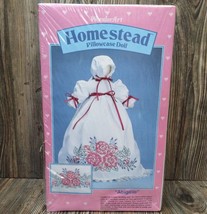 Wonderart Vtg Embroidery Kit Homestead Pillowcase Doll Abigaile #9702 Easy Craft - £14.78 GBP