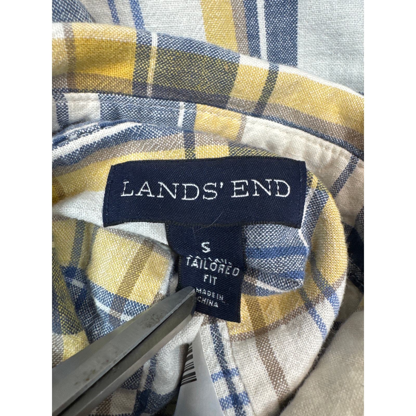 Lands' End Mens Plaid Long Sleeve Button Down Collared Shirt Size Small 14-141/2 Item image 5