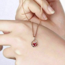2 Ct Simulated Ruby Diamond 14K Rose Gold Plated Silver Pendant Necklace - £63.28 GBP