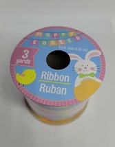 Brand New Easter Wired Edge Ribbon 2.5”x 3Y Blue/Pink/Yellow. Easter or baby Rib - $14.73