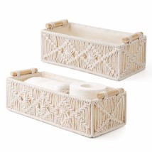 Macrame Storage Baskets Boho Decor Box Handmade Woven Decorative Counter... - $47.99