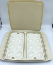 Vtg Tupperware Deviled Egg Carrier Cheese Meat Tray Cream Beige #723 Party - £7.62 GBP
