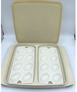 Vtg Tupperware Deviled Egg Carrier Cheese Meat Tray Cream Beige #723 Party - £7.65 GBP