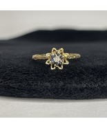 1980’s Vintage 10 K Diamond &amp; Blue Sapphire Tulip Ring Approx Sz 5 Bark ... - $8,015.27 MXN