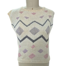 80s 90s Y2k Currants Jeri-Jo Hand Loomed Sweater Vest Pastels Fairy Kei ... - $30.60