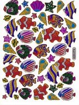 Fish ocean School Craft Sticker Decal Size 13x10cm/5x4inch Glitter Metallic D344 - £2.72 GBP