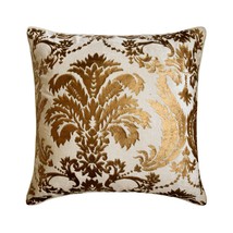 Damask 16&quot;x16&quot; Velvet White Pillows Cover, Gold Festive - £23.33 GBP+