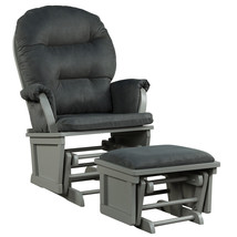 Baby Nursery Relax Rocker Rocking Chair Glider &amp; Ottoman Set w/Cushion Dark Grey - £307.00 GBP