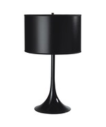 Mid Century Modern Tulip Black Metal Table Lamp with linen shade - £69.12 GBP