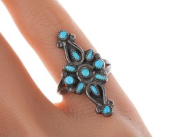 c1940&#39;s Zuni Petit Point turquoise silver ring - £114.77 GBP