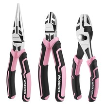 WORKPRO 3-Piece Pliers Set, Pink Pliers Tool Set Including Needle Nose P... - £29.75 GBP