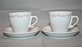 Starbucks 2005 Espresso Demitasse Coffee Mug Cup Saucer Set of 2 Love Joy Wish  - £27.69 GBP