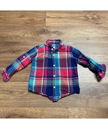 Janie &amp; Jack Colorful Plaid Long Sleeve Button Up Shirt Toddler Boys 18-24M - $16.82