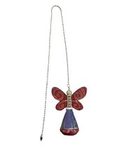 Ganz Red Butterfly Fan Light Pull  Chrome Colored Pull Chain with connector 14&quot; - £5.59 GBP