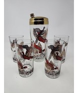 Mid Century Pheasant Cocktail Shaker Highball Glass Set Barware Hazel At... - £62.27 GBP