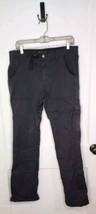 Prana Stretch Zion Cargo Pants Mens 34x31.5 (33x32) Black Nylon Roll Up ... - $29.92