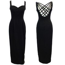 Scala Collection Womens 14 Beaded Gown Maxi Dress Black Sweetheart Neck Formal - £95.51 GBP