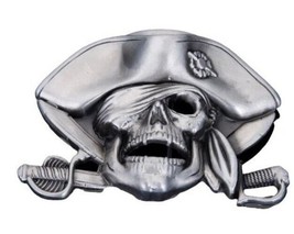 Pirate Skull Belt Buckle Metal BU124 - £7.82 GBP