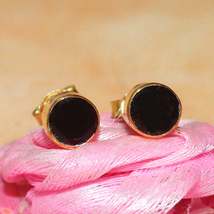 Solid Gold Jewelry Natural Black Tourmaline Gemstone Stud Earrings 9k 14k 18k 22 - £167.86 GBP+