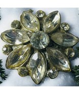 Vtg Victorian Cut Clear Rhinestones Snowflake Sparkly  Estate Brooch Pin - £13.99 GBP