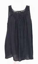 Knox Rose Black Sheer Lace Upper Back Crochet Lace Neckline Sleeveless G... - $16.83