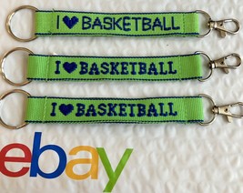 ❤️ BASKETBALL Personalized Embroidered Strap Key Ring Keychain Attachment Clasp - £7.74 GBP