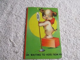 I&#39;m waiting to hear from you Dog pet Humor Postcard Posted 1942 - £27.45 GBP