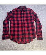 Carbon Mens Red Plaid Western Style Button Up Shirt Size Small 100% Cotton - £15.71 GBP