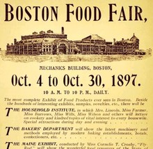 Boston Food Fair Massachusetts 1897 Advertisement Victorian Schedule ADBN1sss - £23.50 GBP