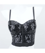 Burning Man Rave Festival Black Mirror Sequins Black Clubwear Bustier To... - $48.00