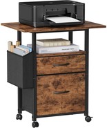 2 Drawer File Cabinet With 24&#39;&#39; Extended Desktop, Mobile Filing, Light B... - $89.89 CAD