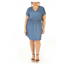 Black Tape Womens Plus 2X Med Blue Wash VNeck Frayed Fit Flare Dress NWT J29 - £23.05 GBP