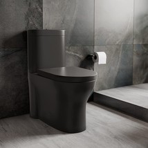 Monaco One Pc. Elongated Toilet Dual Flush, Matte Black, Swiss Madison, ... - £369.84 GBP