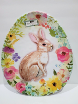 House &amp; Garden Easter Bunny Rabbit Floral Melamine Platter 16&quot; x13&quot; - £22.15 GBP