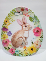 House &amp; Garden Easter Bunny Rabbit Floral Melamine Platter 16&quot; x13&quot; - $27.71
