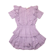 NWT LoveShackFancy Natasha Mini in Wisteria Purple Ruffle Cotton Dress L - £116.81 GBP