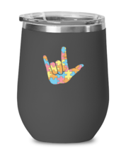 Wine Tumbler Stainless Steel Insulated  Funny ASL Love Sign Language Aut... - $29.95