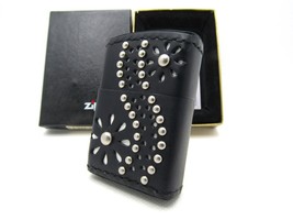 Japanese pattern Black Studs Full Leather ZIPPO 2004 Unfired Rare - £96.72 GBP